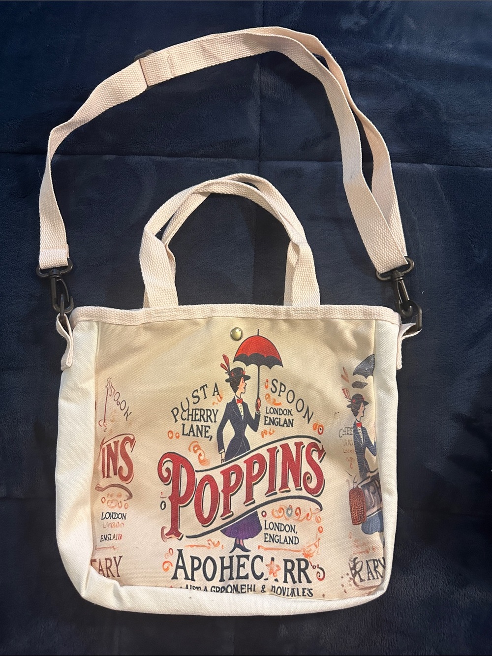 Poppins Cream Canvas Crossbody Tote